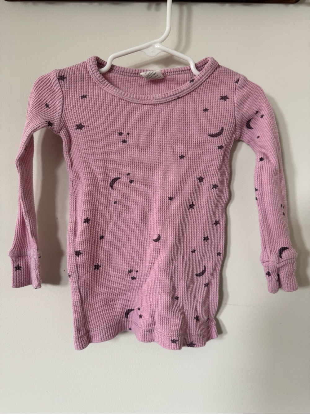 kate quinn 4T Kids Long-Sleeve Pink Thermal Top with Moon & Star Print